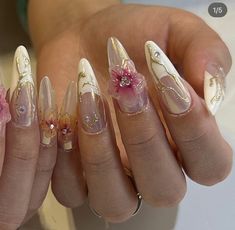 Gold Fairy Nails, Dramatic French Tip Nails, Bridgerton Nails Ideas, Sade Nails, Dreamy Nail Art, Fairy Nail Art, Japan Nails, Vacay Nails, Orchid Nails