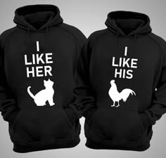 Matching Couple Hoodies I Like Her I like His 8 oz 50/50 cotton/poly Air jet yarn creates a smooth, low-pill surface Double needle stitching; Pouch pocket; Unisex sizing Decoration type: Digital Print Made by Gildan Size Chart His And Hers Matching Gifts, Mr And Mrs Matching Outfits, Couples Matching Clothes, Cute Ideas For Your Girlfriend, Couple Hoodies Aesthetic, Hoodie Couple Goals, Cute Couple Outfits Casual, Cute Matching Hoodies, Cute Matching Outfits For Couples