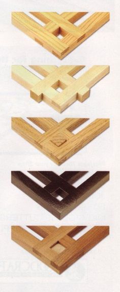 four pieces of wood are arranged in the same pattern