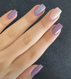 Gel Nail Designs Purple, Purple Simple Nails, Purple Nails Ideas, Nail Salon Design, Punk Nails, Glitter Gel Nails