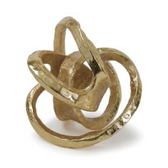 a gold ring with two interlocked circles in it's center, on a white background