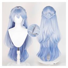 Styled Cosplay Wigs, Scaramouche Wig Styled, Honkai Wig, Cosplay Wigs Anime, Blue Wig Epic Cosplay Wigs, Robin Cosplay, Halloween Party Props, Kawaii Hairstyles, Hair Reference