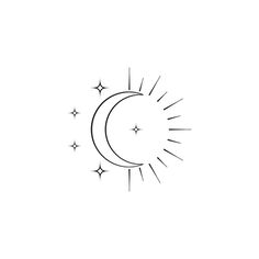 the moon and stars are drawn on a white background