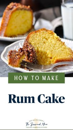 a slice of cake on a plate with the words how to make run cake