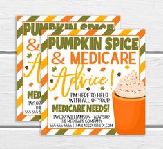 two pumpkin spice and health care flyers