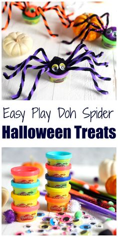 an easy play doh spider halloween treat for kids