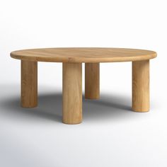 a round wooden table with two legs