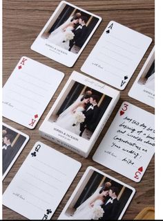 playing cards with wedding photos on them