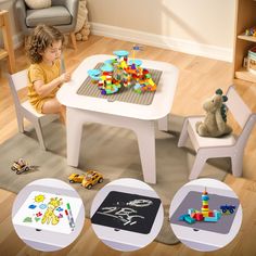 PRICES MAY VARY. This product is crafted from excellent and featuring non-toxic materials, sturdy construction, and round corners. The kids table and chairs are easy-to-clean tabletop is a standout feature. And other, our building blocks are well-compatible with toy bricks, offering exceptional adhesion, making it suitable for child aged 3-10. This kids table is an ideal gift for any occasion, perfect for block play, arts & crafts, dollhouses, and more. Our toddler table complements our kids' ch Lego Table With Storage, Kids Construction, Kids Activity Table, Toddler Table And Chairs, Train Table, Block Play, Lego Table, Construction For Kids, Toddler Table