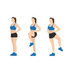 a woman is doing different exercises for her waist and thighs, including the lower half