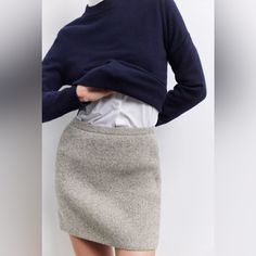 High Waist Mini Skirt Made Of 50% Wool. Elastic Waistband. Color: Tan Marl | 2142/229 New With Tags High Waist Mini Skirt, Knit Mini Skirt, Zara Skirts, Wool Skirts, Zara Basic, Knit Skirt, Wool Blend, Mini Skirt, High Waist