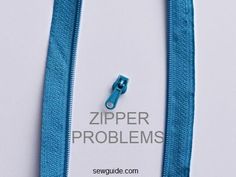 there is a blue zipper on the back of a bag with an ad for zipper problems