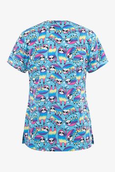 Zoe & Chloe Chillax Max Sloth Women s 2-Pocket STRETCH V-Neck Print Scrub Top • Classic fit • V-neck • 2 front patch pockets • Short sleeve • Side vents • Cool rainbow tie dyed sloths chillaxing on a blue background • Approximate length for size M is 27 3 4 • Manufacturer style Z12213-CLMX Our Zoe + Chloe scrubs collection is made with soft and stretchy material to ensure all-day comfort. Its easy wash and wear fabric reduces time spent on laundry. Plus it’s lightweight and breathable so you can Malibu Blue, Nursing Accessories, Rainbow Tie, Pink Vibes, Tie Dyed, Blue Background, Stretchy Material