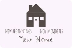 the logo for new beginnings, new memories, and new home is shown in grey