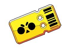 a yellow and black cell phone with skull eyes