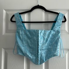 Princess Polly Size 4 Never Worn Top Blue Cropped Corset For Summer, Blue Cropped Corset For Spring, Sleeveless Blue Corset For Spring, Fitted Blue Spring Corset, Spring Blue Corset, Blue Fitted Corset For Spring, Fitted Blue Corset For Spring, Princess Polly, Color Blue