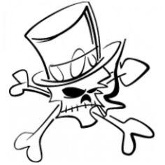 a drawing of a skull wearing a top hat