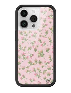 the pink flowered iphone case is shown with two camera lenses on top of it