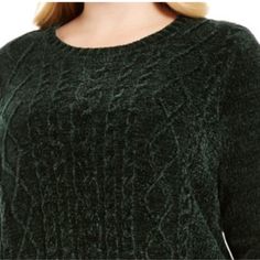 Nwt Sweater By Karen Scott Long Sleeves Pullover Style Soft Textured Feel 100% Polyester Chenille Color Is Hard To Photograph But The Photo On The Model Shows The Deep Green Bedazzled Sweater, Cocoon Sweater, Neutral Sweaters, Burgundy Jacket, Crew Neck Cardigan, Henley Sweater, Karen Scott, Knit Pullover, Softest Sweater