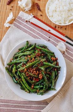 Fried String Beans, Ma Po Tofu, Twice Cooked Pork, Chinese Food Recipes, Dried Chili Peppers, Wok Of Life, The Woks Of Life, Woks Of Life, String Beans