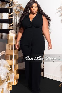 95% POLYESTER 5% SPANDEX Plus Size Date Night Outfits Fall, Plus Size Formal Jumpsuit, Plus Size Date Night, Rodeo Dress, Chic Resort Wear, Elegant Rompers, Business Casual Winter, Casual Couture, Stretch Jumpsuit