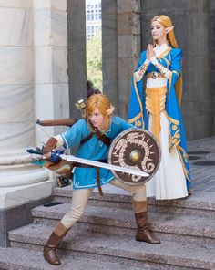 Legend Of Zelda Outfits, Zelda Outfits, Loz Cosplay, Botw Cosplay, Zelda Costume, Link And Zelda, Funny Couple Costumes, Couples Cosplay, Couple Cosplay