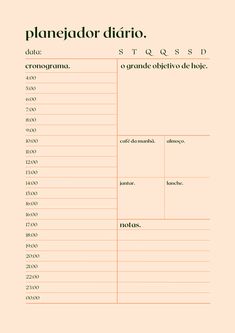 an orange and pink poster with the words planador diario in spanish on it