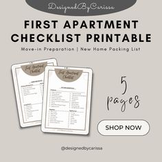 the first apartment checklist printable is on sale for $ 5 per page, and it