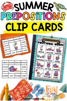 the summer prepositions clip cards are great for students to practice their spelling skills