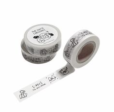 a roll of washi tape with an image of a dog on the front and side