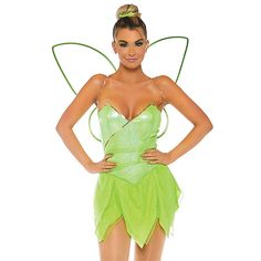 a woman in a green tinkerbell costume