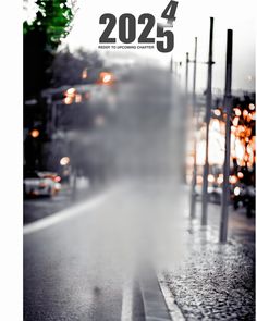 an image of a city street with the words 2054 written in black and white