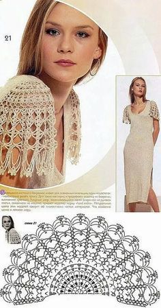 a crochet pattern for a woman's dress and shawl with lace