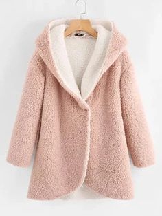 الصوف مقنع الخامس الرقبة غير النظامية معطف عارضة- NewChic موقع الجوال Hoodie Coat Woman, Winter Faux Fur Coat, Long Hooded Jacket, Teddy Hoodie, Womens Faux Fur Coat, Coat Women Fashion, Fur Coats Women