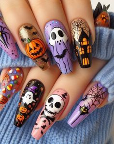 Halloween Nail Ideas, Spooky Nails, Halloween Manicure, Nail Vinyls, Finger Paint, Pumpkin Patches, Nails Today