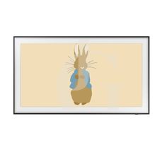 a framed print of a rabbit in blue and tan