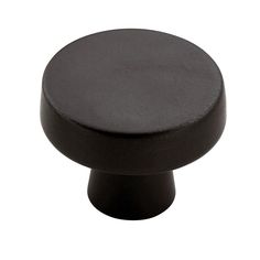 a black round knob on a white background