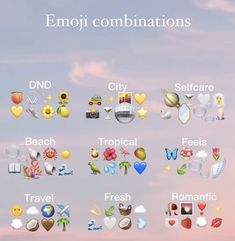 the emoj combinations are all in different styles and colors, including hearts, sunflowers, flowers, trees, birds, butterflies, etc