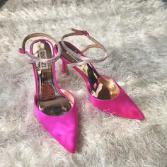 Badgley Mischka Kamilah Hot Pink Pump, Size 7.5. Excellent Preowned Worn Condition. Worn One Time To A Wedding In April 2023. Includes The Box, Dust Bag, And An Extra Set Of Heel Tips. Slight Wear On The Bottom And A Scuff Mark On The Right Shoe (See Pic 7 For The Scuff Up Close). Please See Photos For Details. Heel Measures 3.2 Inches High. Very Comfortable Heels. All Items Are From A Smoke-Free Home. Let Me Know If You Have Any Questions. Thanks For Looking. Cheers! Wedding In April, Hot Pink Pumps, Badgley Mischka Shoes, Comfortable Heels, Badgley Mischka, Shoes Women Heels, A Wedding, Hot Pink, Shoes Heels