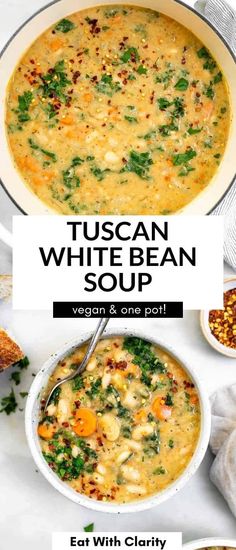 tuscann white bean soup with spinach and carrots