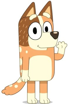 a cartoon dog with big eyes and brown spots on it's face, standing in front of a white background