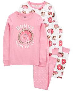 Crafted in super soft snug fit cotton, this PJ set has your little donut lover ready for bed in no time. Carter's cotton PJs are not flame resistant. But don't worry! They're designed with a snug and stretchy fit for safety and comfort. Cotton Pjs, Carter Kids, Cotton Pajamas, Carters Girl, Pajama Pant, Wake Me, Pink Kids, Cotton Pyjamas, Black Friday Shopping