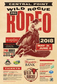 a poster for rodeo with an image of a man riding a horse and the words wild route pro rodeo on it