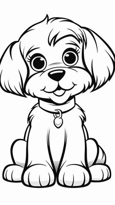 a cartoon dog with big eyes sitting down