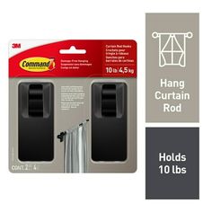 command hanging curtain rod holds 10'l x 6 5'w in each pack