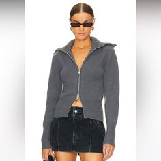 Nwt Song Of Style Keziah Double Zip Sweater In Charcoal Grey Dark Gray Zip Up Sweater 40% Acrylic, 30% Wool, 20% Nylon, 10% Alpaca Dual Direction Zipper Closure Heavyweight Knit Fabric With Foldover Collar Perfect Condition, Never Worn Ships W/ Love In 1-2 Business Days! Gingham Jacket, Style Sweaters, Song Of Style, Collar Cardigan, Denim Maxi Skirt, Ribbed Cardigan, Red Blazer, Style Cardigan, Zip Up Sweater