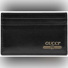 New Gucci Gucci Logo Leather Cardholder In Black No Box/Dustbag Included Made In Italy Msrp $330 Elegant Black Card Holder With Logo Plaque, Black Leather Card Holder With Logo Plaque, Classic Black Card Holder With Logo Plaque, Black Rectangular Card Holder With Logo Plaque, Gucci Rectangular Wallet With Rfid Blocking, Luxury Gucci Wallets With Interior Card Slots, Gucci Luxury Wallets With Rfid Blocking, Gucci Luxury Wallet With Rfid Blocking, Designer Gucci Wallet With Rfid Blocking