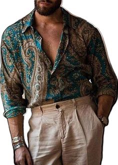 Classy Outfits Men, Boho Men, Men Fashion Casual Shirts, Estilo Hippie, Mens Fashion Casual Outfits, Men Fashion Casual Outfits, Collared Shirt, Mens Casual Outfits, Inspiration Mode