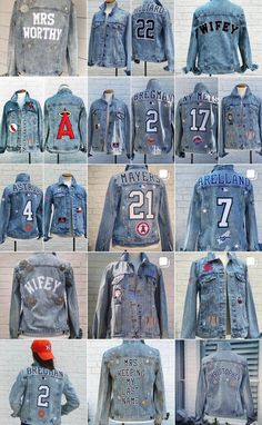 Custom Jean Jacket | Denim Jacket | Personalized | Baseball | Houston Astros Add ASTROS, the last name of your favorite player, or YOUR name to the back of your custom jacket! No two are exactly alike, as it is truly made to order just for YOU Astros patches and their placement will be decided by seller. Please PM if you have any questions! A MAXIMUM of 9 letters across. **Due to high recent demand (GO ASTROS PLEASE message me before placing your order to confirm your desired wash and style is i Team Jacket Design, Astros Denim Jacket, Baseball Mom Jacket, Football Mom Jean Jacket, Jean Jacket Baseball Outfit, Sports Jean Jacket Diy, Astros Jean Jacket, Baseball Jean Jacket, Baseball Mom Jean Jacket