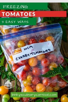 a bag filled with lots of cherry tomatoes